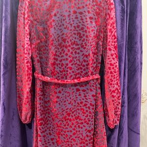 House of Harlow Red and Sheer Leopard Print Dress with Blue Lining-New with Tags